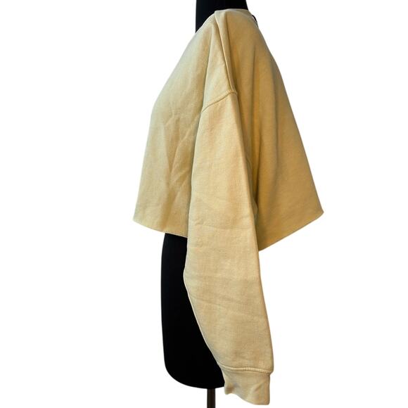 WeWoreWhat Cropped Crewneck Activewear Sweatshirt Raw Hem Zwy Hay Yellow Size L - Picture 10 of 11